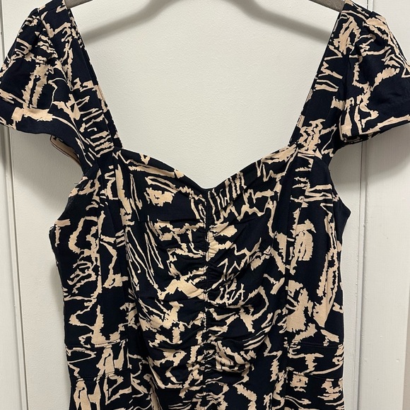 Marc by Marc Jacobs Normandy Mini Dress M Blue Tan Cotton Jersey Knit Cap Slv - Picture 3 of 11